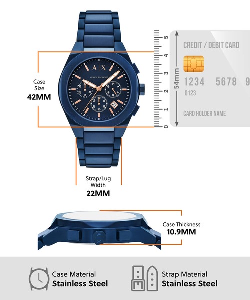 ARMANI EXCHANGE(アルマーニエクスチェンジ)の「アルマーニ・エクスチェンジ 腕時計 メンズ アナログ ステンレス AX4189(アナログ腕時計・メンズ・ブルー・FREE)」の2枚目の写真