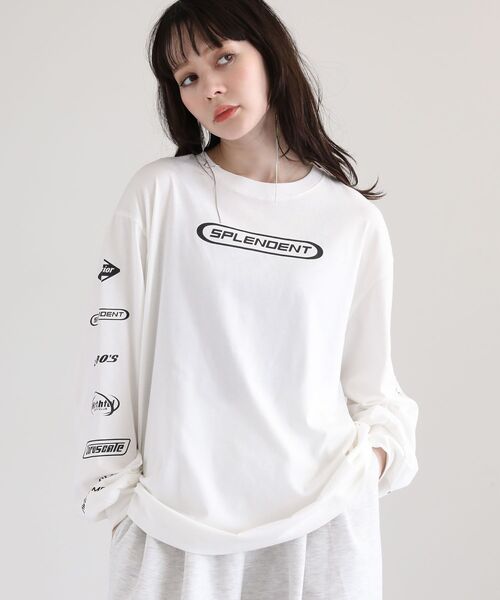 Sugar spoon（シュガースプーン）の「・SUGAR SPOON スポーツロゴptロンTEE（Tシャツ/カットソー・レディース・ライトグレー/オフホワイト/ブラック・FREE）」の5枚目の写真