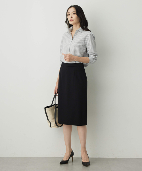 A/C DESIGN BY ALPHA CUBIC(エーシーデザインバイアルファキュービック)の「【アルファブリック】ストレッチタイトスカート【ウエストゴム】(スカート・レディース・ネイビー/ブラック/ライトグレー・64/67/70/61)」の9枚目の写真