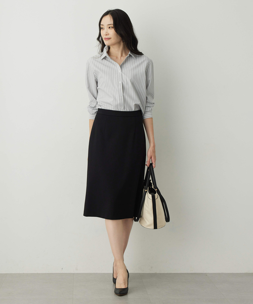 A/C DESIGN BY ALPHA CUBIC(エーシーデザインバイアルファキュービック)の「【アルファブリック】ストレッチタイトスカート【ウエストゴム】(スカート・レディース・ネイビー/ブラック/ライトグレー・64/67/70/61)」の10枚目の写真