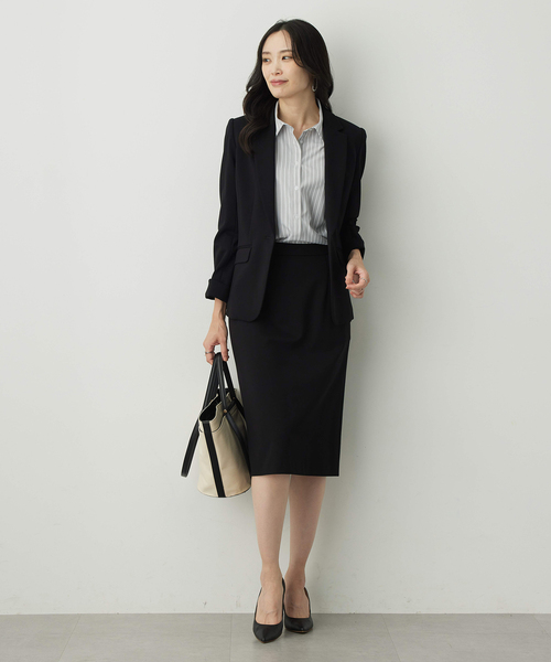 A/C DESIGN BY ALPHA CUBIC(エーシーデザインバイアルファキュービック)の「【アルファブリック】ストレッチタイトスカート【ウエストゴム】(スカート・レディース・ネイビー/ブラック/ライトグレー・64/67/70/61)」の11枚目の写真