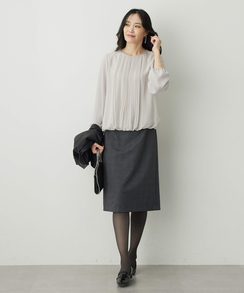 A/C DESIGN BY ALPHA CUBIC(エーシーデザインバイアルファキュービック)の「【アルファブリック】ストレッチタイトスカート【ウエストゴム】(スカート・レディース・ネイビー/ブラック/ライトグレー・64/67/70/61)」の15枚目の写真