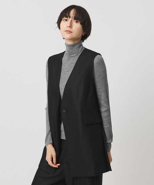 セール】Vネック ノーカラー テーラード ベスト（テーラードジャケット