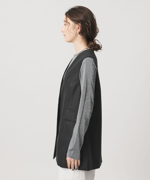 セール】Vネック ノーカラー テーラード ベスト（テーラードジャケット