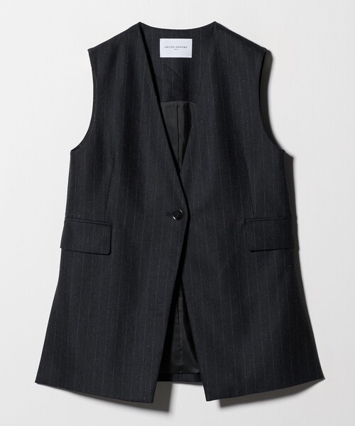 セール】Vネック ノーカラー テーラード ベスト（テーラードジャケット