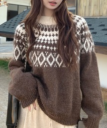 ノルディック柄ニット」に該当するブラウン/茶色系のファッション通販