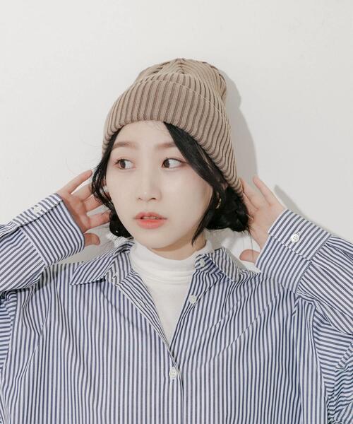 SMELLY（スメリー）の「ウォッシュリブワッチ（ニットキャップ/ビーニー・レディース・ブルー/ベージュ・-）」の3枚目の写真