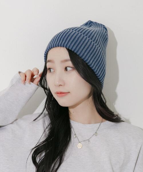 SMELLY（スメリー）の「ウォッシュリブワッチ（ニットキャップ/ビーニー・レディース・ブルー/ベージュ・-）」の8枚目の写真