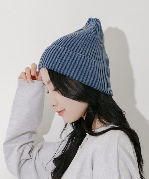 SMELLY（スメリー）の「ウォッシュリブワッチ（ニットキャップ/ビーニー・レディース・ブルー/ベージュ・-）」の9枚目の写真