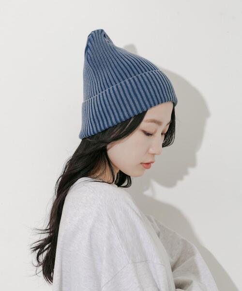 SMELLY（スメリー）の「ウォッシュリブワッチ（ニットキャップ/ビーニー・レディース・ブルー/ベージュ・-）」の10枚目の写真