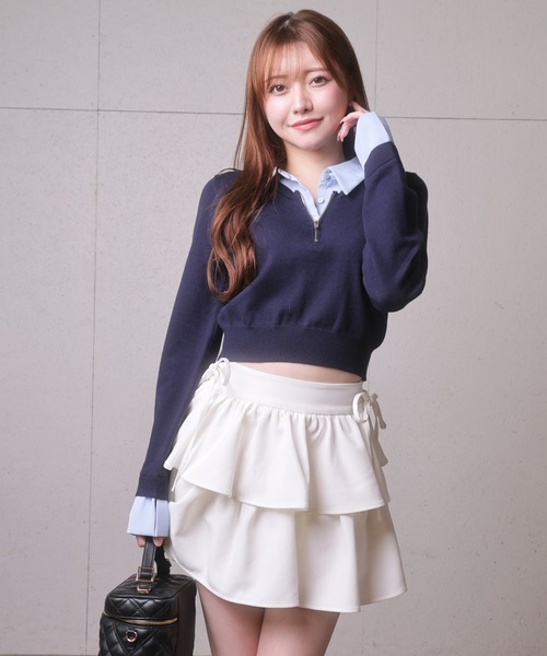 LIPSERVICE(リップサービス)の「サイドリボンフリルティアードミニスカート(スカート・レディース・ホワイト/ブラック/ベージュ・S/M)」の5枚目の写真