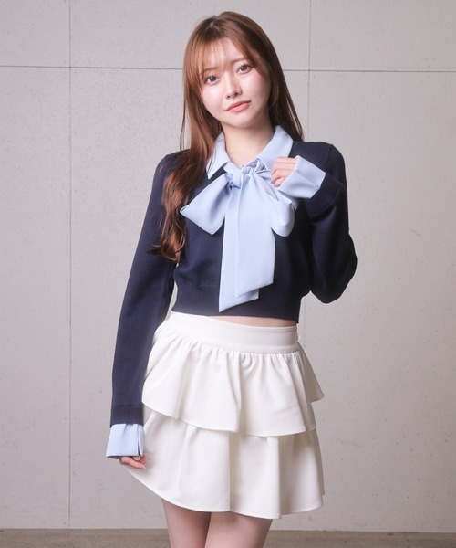 LIPSERVICE(リップサービス)の「サイドリボンフリルティアードミニスカート(スカート・レディース・ホワイト/ブラック/ベージュ・S/M)」の9枚目の写真