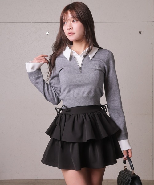 LIPSERVICE(リップサービス)の「サイドリボンフリルティアードミニスカート(スカート・レディース・ホワイト/ブラック/ベージュ・S/M)」の15枚目の写真