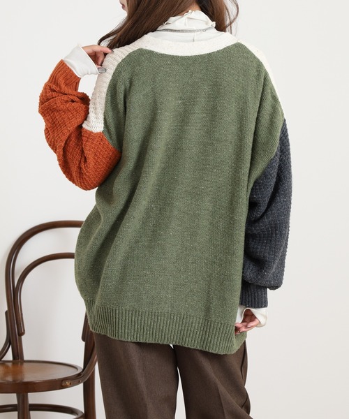 myke（ミーカ）の「myke ネップ 配色デザインゆったりカーディガン（カーディガン/ボレロ・レディース・オレンジ/その他1/その他2/アイボリー・M）」の16枚目の写真