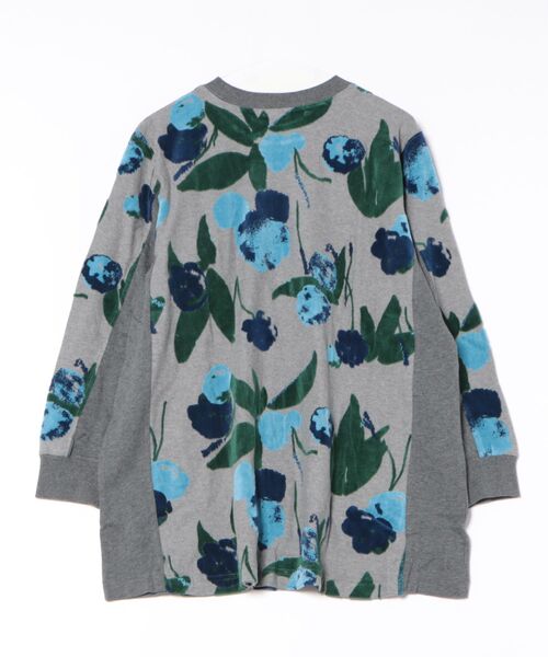SUPER HAKKA（スーパーハッカ）の「フラッフィーフラワーベロアジャカードチュニックカットソー（Tシャツ/カットソー・レディース・チャコール/杢グレー・FREE）」の3枚目の写真