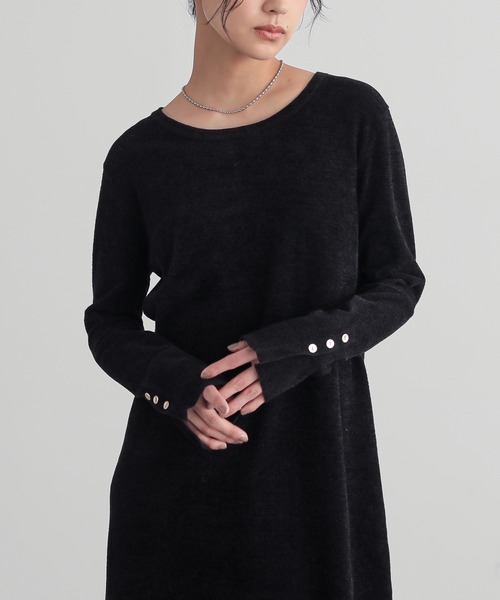 ベロア見えニットワンピース【サスティナブル】（ワンピース）｜for/c