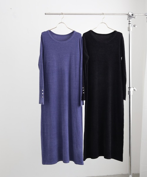 for/c(フォーシー)の「ベロア見えニットワンピース【サスティナブル】(ワンピース・レディース・ブラック/パープル・M/L)」の21枚目の写真