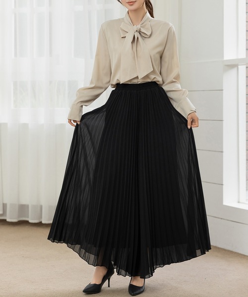 DAY CLOSET(デイ クローゼット)の「【表シアー裏はふわっと微起毛】嬉しい二面性プリーツスカート風ワイドパンツ レディース(その他パンツ・レディース・モカ/グレー系その他/ブラック・L/M)」の21枚目の写真