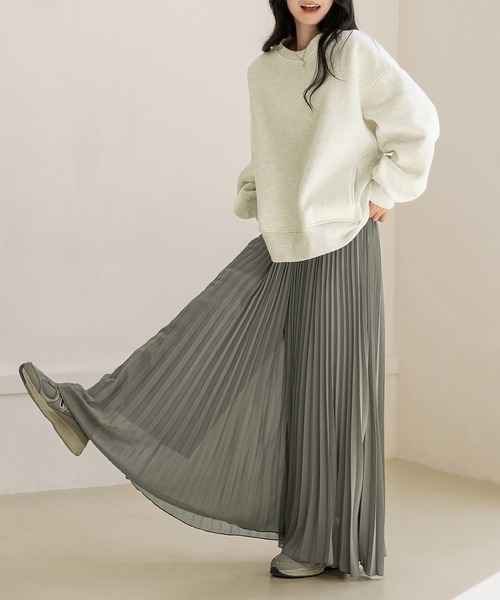DAY CLOSET(デイ クローゼット)の「【表シアー裏はふわっと微起毛】嬉しい二面性プリーツスカート風ワイドパンツ レディース(その他パンツ・レディース・モカ/グレー系その他/ブラック・L/M)」の16枚目の写真