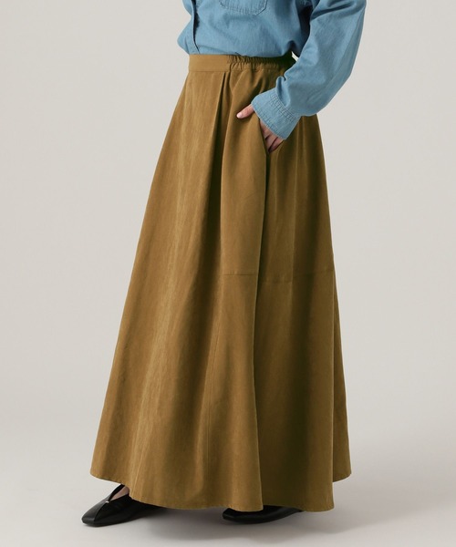 Elura（エルーラ）の「ギャザーフレアスカート/607996（スカート・レディース・キャメル/オフホワイト・FREE）」の2枚目の写真