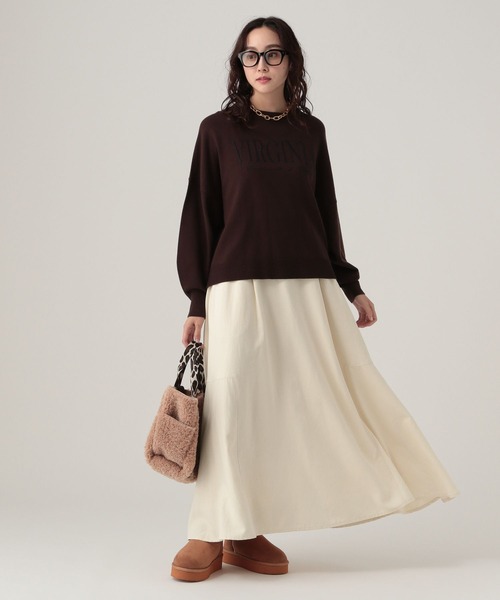 Elura（エルーラ）の「ギャザーフレアスカート/607996（スカート・レディース・キャメル/オフホワイト・FREE）」の18枚目の写真