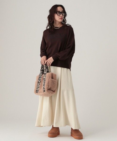 Elura（エルーラ）の「ギャザーフレアスカート/607996（スカート・レディース・キャメル/オフホワイト・FREE）」の3枚目の写真