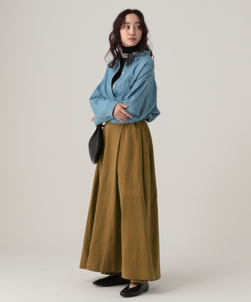 Elura（エルーラ）の「ギャザーフレアスカート/607996（スカート・レディース・キャメル/オフホワイト・FREE）」の7枚目の写真