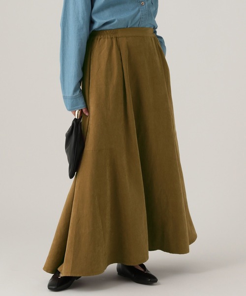 Elura（エルーラ）の「ギャザーフレアスカート/607996（スカート・レディース・キャメル/オフホワイト・FREE）」の8枚目の写真