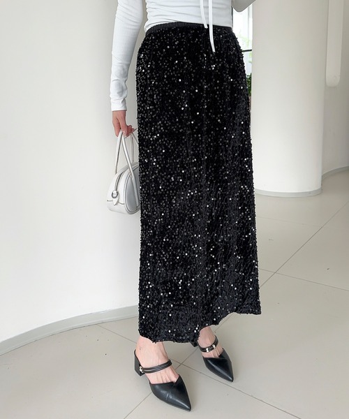 セール】【Jasmine】スパンコールロングスカート（スカート）｜Jasmine