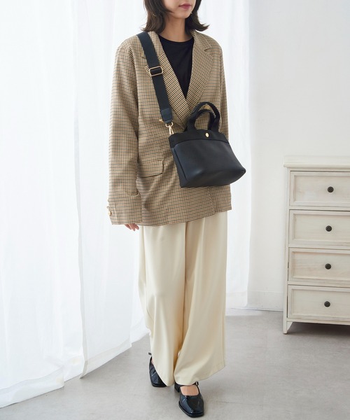 MAISON BREEZE（メゾンブリーズ）の「【MAISON BREEZE】ポーチ付き 2wayテープショルダーバッグ ハンドバッグ SNBD（ショルダーバッグ・レディース・ベージュ/ブラック/グレー・FREE）」の9枚目の写真