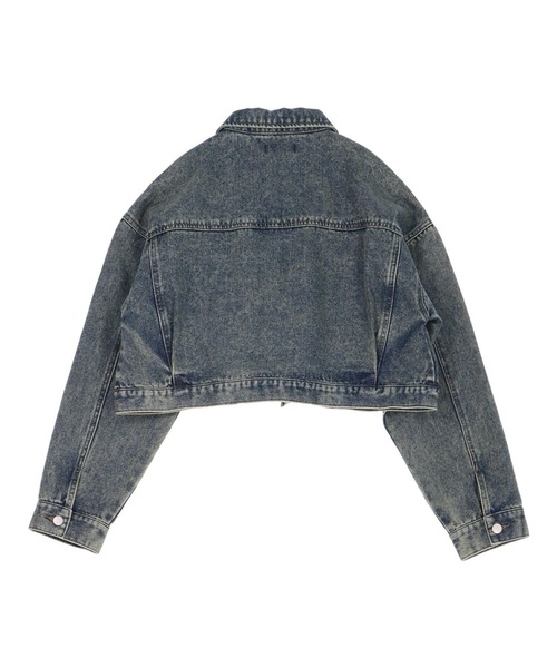 ANAP（アナップ）の「ハートフリンジ パッチポケット クロップド デニム ジャケット（デニムジャケット・レディース・ブラック/ブルー・F）」の13枚目の写真