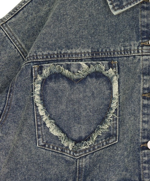 ANAP（アナップ）の「ハートフリンジ パッチポケット クロップド デニム ジャケット（デニムジャケット・レディース・ブラック/ブルー・F）」の16枚目の写真