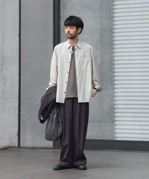 ATTACHMENT（アタッチメント）の「PE/CO/LI ドライツイル ワイドトラウザーズ / PE/CO/LI DRY TWILL WIDE TROUSERS（スラックス・メンズ・ブラック・1/2）」の2枚目の写真