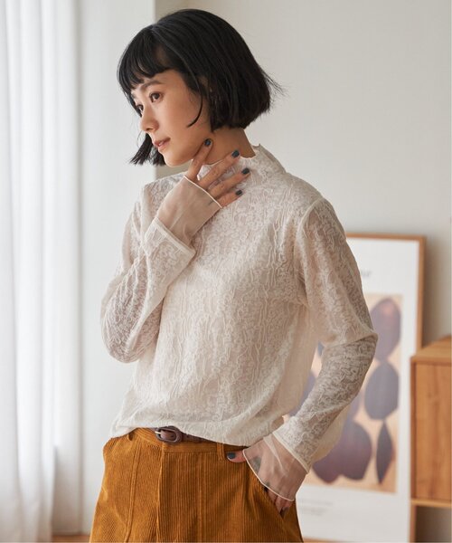 LBC（エルビーシー）の「ジャカード切り替えシアーロンT（Tシャツ/カットソー・レディース・ホワイト/ブラック/カーキ/グレー・M/L）」の22枚目の写真