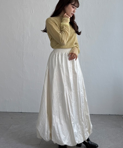 LBC（エルビーシー）の「ジャカード切り替えシアーロンT（Tシャツ/カットソー・レディース・ホワイト/ブラック/カーキ/グレー・M/L）」の12枚目の写真