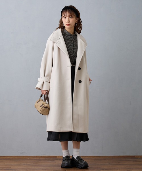 NICOLE CLUB(ニコル クラブ)の「スタンドカラーロングコート(その他アウター・レディース・グレー/オフホワイト/ブラック/ネイビー・MEDIUM)」の8枚目の写真