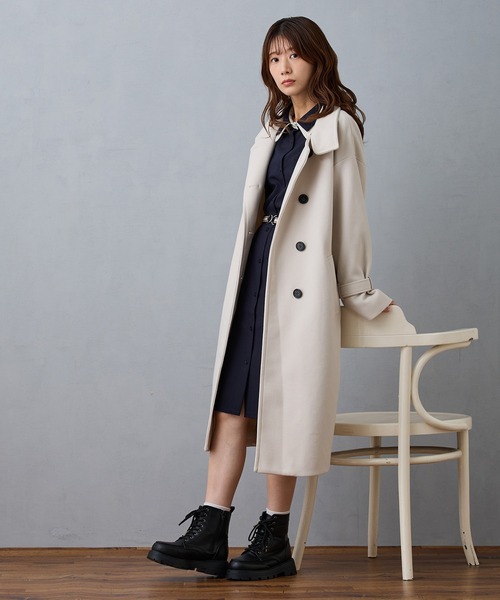 NICOLE CLUB(ニコル クラブ)の「スタンドカラーロングコート(その他アウター・レディース・グレー/オフホワイト/ブラック/ネイビー・MEDIUM)」の9枚目の写真