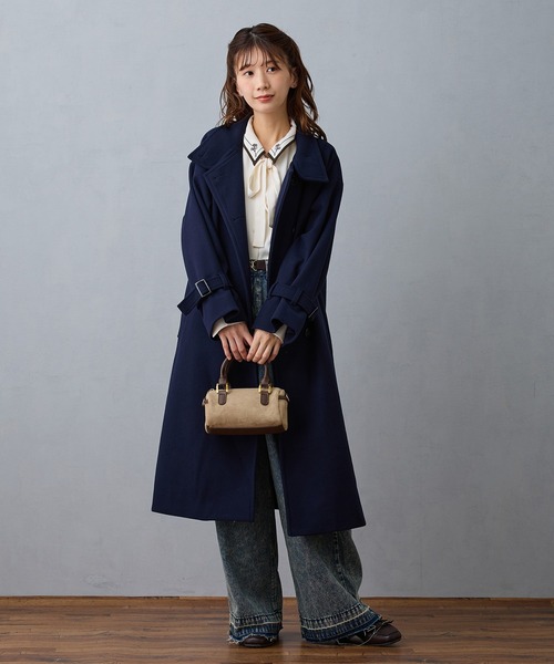 NICOLE CLUB(ニコル クラブ)の「スタンドカラーロングコート(その他アウター・レディース・グレー/オフホワイト/ブラック/ネイビー・MEDIUM)」の15枚目の写真