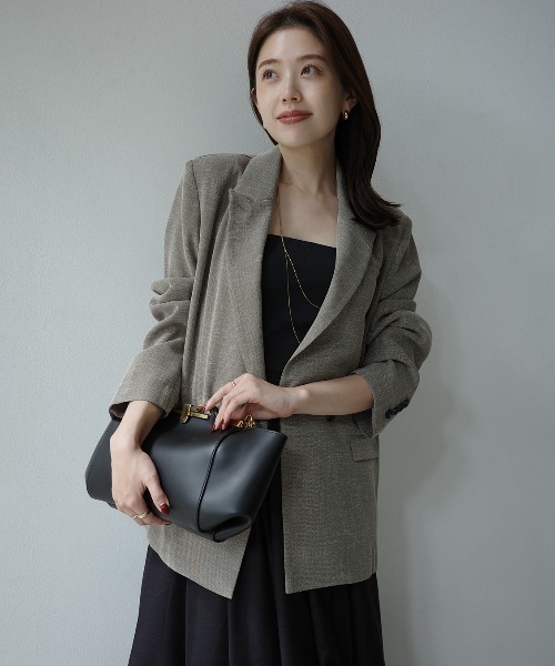 anuans（アニュアンス）の「メッシュダブルジャケット（テーラードジャケット・レディース・ベージュ/ダークネイビー・SMALL/MEDIUM）」の2枚目の写真