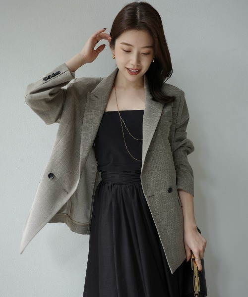 anuans（アニュアンス）の「メッシュダブルジャケット（テーラードジャケット・レディース・ベージュ/ダークネイビー・SMALL/MEDIUM）」の7枚目の写真