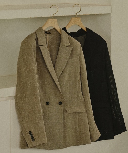 anuans（アニュアンス）の「メッシュダブルジャケット（テーラードジャケット・レディース・ベージュ/ダークネイビー・SMALL/MEDIUM）」の12枚目の写真