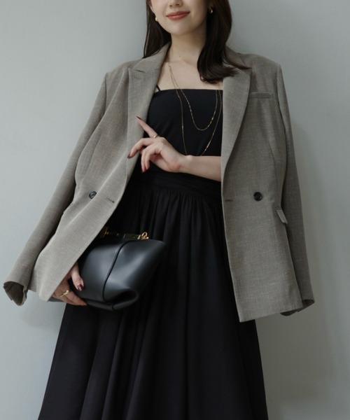 anuans（アニュアンス）の「メッシュダブルジャケット（テーラードジャケット・レディース・ベージュ/ダークネイビー・SMALL/MEDIUM）」の10枚目の写真