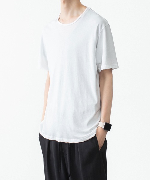 ATTACHMENT(アタッチメント)の「100/3 ハイツイスト ジャージー スリムフィット S/S TEE / 100/3 HIGH TWIST JERSEY SLIM FIT S/S TEE(Tシャツ/カットソー・メンズ・グレー/ホワイト/ライトオレンジ系/ブラック・1/3/2/4)」の17枚目の写真