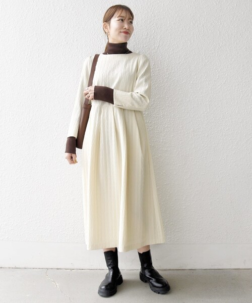 SHIPS any:〈手洗い可能〉ジャカード ウエスト タック ノーカラー