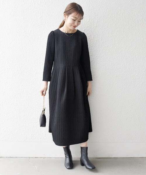 SHIPS any:〈手洗い可能〉ジャカード ウエスト タック ノーカラー