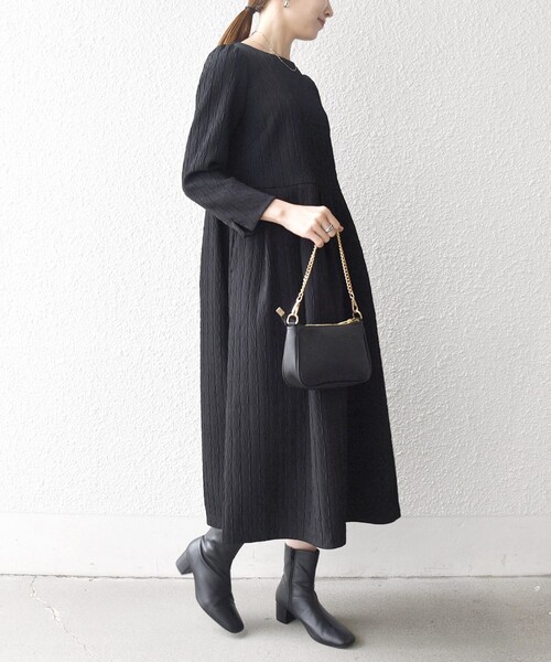 SHIPS any:〈手洗い可能〉ジャカード ウエスト タック ノーカラー