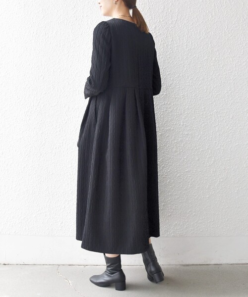 SHIPS any:〈手洗い可能〉ジャカード ウエスト タック ノーカラー