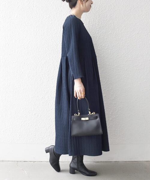 SHIPS any:〈手洗い可能〉ジャカード ウエスト タック ノーカラー