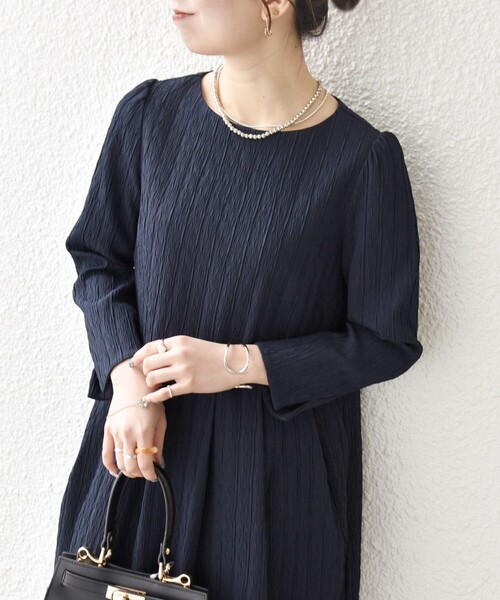 SHIPS any:〈手洗い可能〉ジャカード ウエスト タック ノーカラー