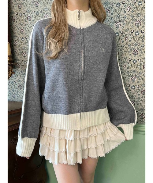 PHILLY(フィリー)の「ラインジップニットパーカー(パーカー・レディース・グレー/ブラック・FREE)」の1枚目の写真